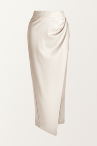 PIXIE WON'T PLAY VENERE WRAP SKIRT ECRU WHITE VERSATILE WRAP AROUND DESIGN FLATTERING SILHOUETTE EFFORTLESS STYLE TRENDY COMFORTABLE CHIC FEMININE ADJUSTABLE FIT DAY TO NIGHT WEAR CASUAL ELEGANCE SPRING SUMMER FALL WINTER CAPSULE COLLECTION ESSENTIAL LUXURY HIGH WAISTED DOUBLE WRAP