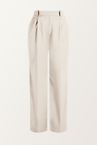 PIXIE WON'T PLAY GENTLELADY TROUSERS ECRU WHITE WARM STYLISH WOOL SILK FABRIC CLASSIC DESIGN VERSATILE PROFESSIONAL ATTIRE SPRING SUMMER FALL WINTER FASHION SOPHISTICATED BUSINESS CASUAL FASHION - FORWARDS TIMELESS WARDROBE STAPLE SUSTAINABLE LUXURY CAPSULE COLLECTION ESSENTIALS ELEGANT STRAIGHT CUT