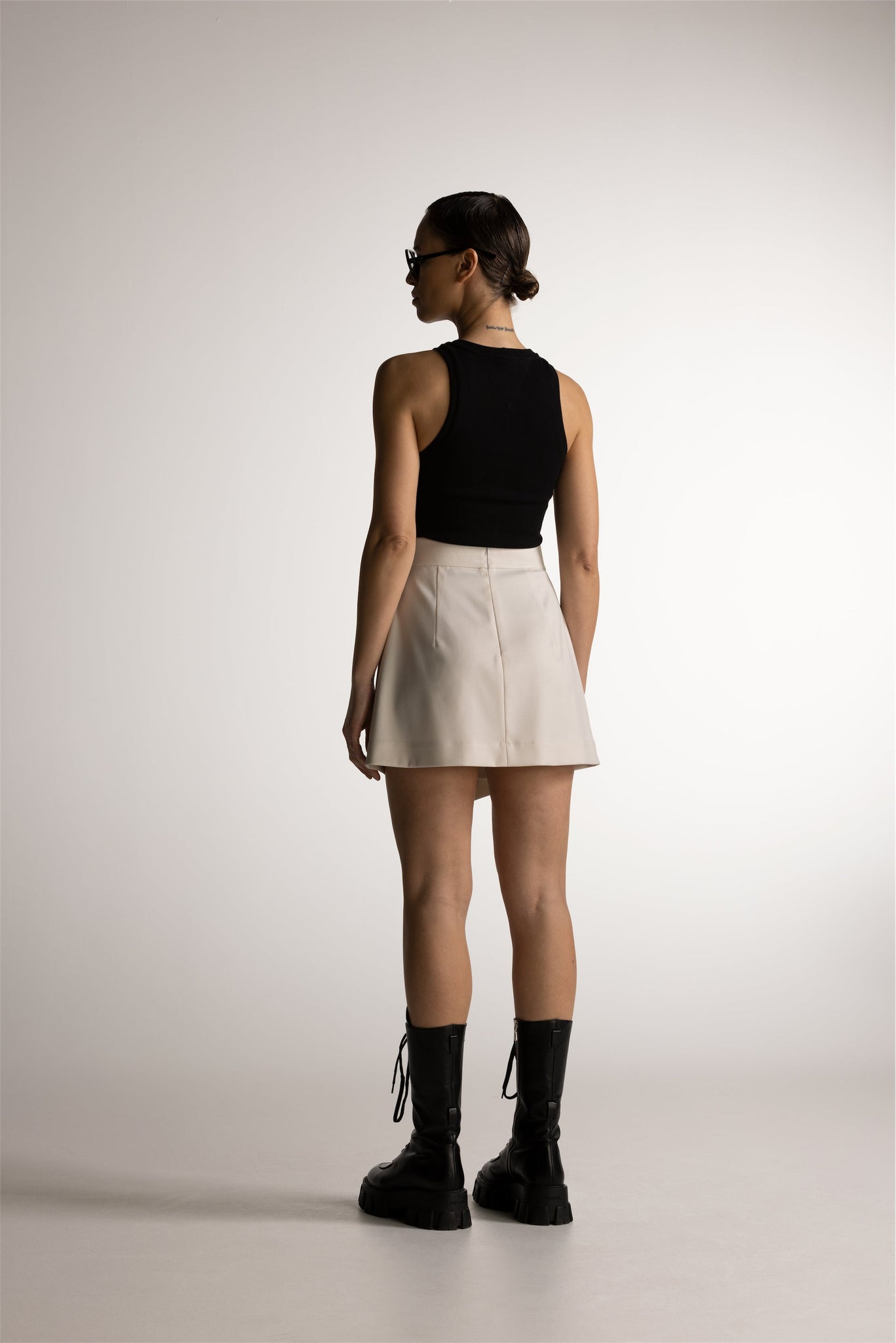 PIXIE WON'T PLAY STARCITY MINI SKIRT ECRU WHITE STYLISH WOOL SILK FABRIC CLASSIC DESIGN VERSATILE PROFESSIONAL ATTIRE SPRING SUMMER FALL WINTER FASHION SOPHISTICATED BUSINESS CASUAL FASHION - FORWARDS TIMELESS WARDROBE STAPLE SUSTAINABLE LUXURY CAPSULE COLLECTION ESSENTIALS ELEGANT TRENDY COMFORTABLE CHIC FEMININE DAY TO NIGHT WEAR