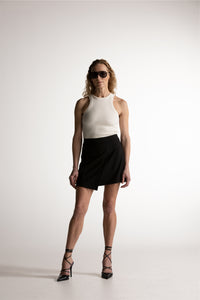 PIXIE WON'T PLAY STARCITY MINI SKIRT BLACK STYLISH WOOL SILK FABRIC CLASSIC DESIGN VERSATILE PROFESSIONAL ATTIRE SPRING SUMMER FALL WINTER FASHION SOPHISTICATED BUSINESS CASUAL FASHION - FORWARDS TIMELESS WARDROBE STAPLE SUSTAINABLE LUXURY CAPSULE COLLECTION ESSENTIALS ELEGANT TRENDY COMFORTABLE CHIC FEMININE DAY TO NIGHT WEAR