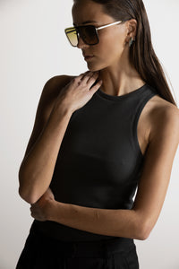 PIXIE WON'T PLAY LARA TANK TOP RIBBED CARBON GREY ORGANIC COTTON SUSTAINABLE FASHION WEAR WITHOUT BRA LUXURY SLEEVELESS STYLISH COMFORTABLE BREATHABLE FABRIC VERSATILE RELAXED FIT SOFT TRENDY SUMMER AUTUMN WINTER SPRING WEAR CASUAL OUTFIT WORKOUT LAYERING VARIOUS COLORS FASHIONABLE MUST-HAVE